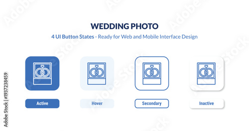wedding photo 4-state UI button. Outline icon kit from birthday and party collection. Thin linear wedding photo, wedding, photo editable vector. Minimal wedding photo sign for web and mobile interface