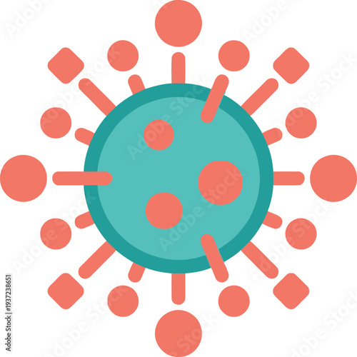 A classic, stylized red and orange vector icon representing a severe virus, coronavirus, or biological hazard. 