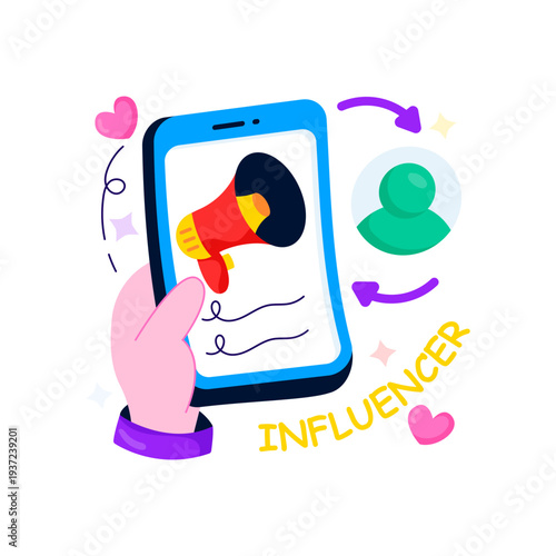 Modern design illustration of influencer 