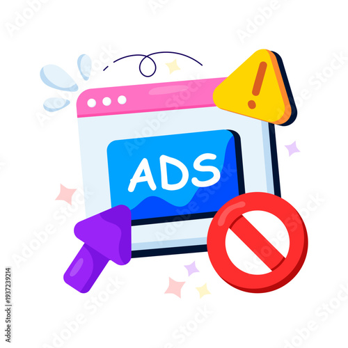 Conceptual flat design illustration of stop Advertising 
