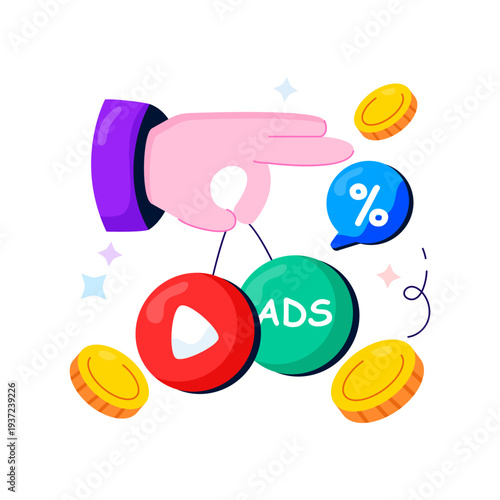 Editable design illustration of video earnings 