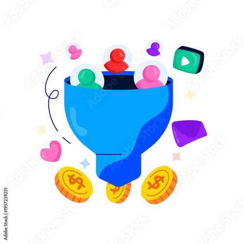 Premium download illustration of marketing funnel 