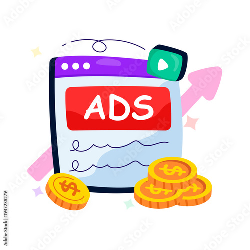 Premium download illustration of paid advertising 