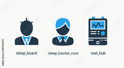 Icons for sleep tracking and health monitoring devices, suggesting rest, recovery, and well-being.