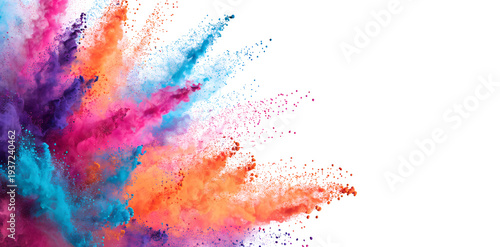 Fotografie Colorful Powder Explosion PNG Background with Vibrant Holi Color Splash, Abstrac