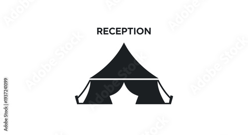 Black tent reception icon graphic.