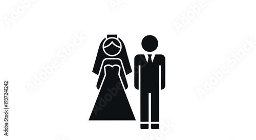 Black silhouette of a wedding couple.