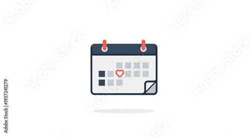 A calendar icon with a heart marked date.