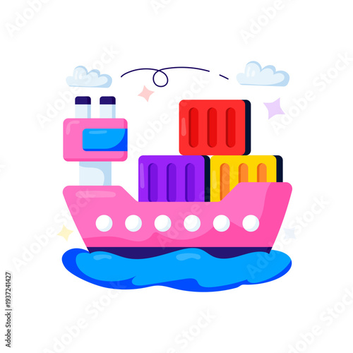 Premium download illustration of cargo boat