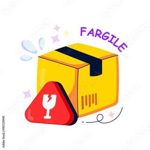 Modifiable illustration of fragile parcel