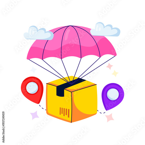 An illustration design of parachute delivery