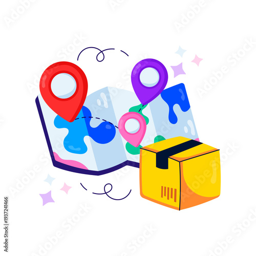 Modern design illustration of parcel location