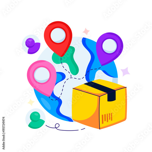 A perfect design illustration of global parcel location 