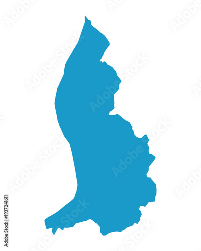 Map of Liechtenstein, sign silhouette. World Map Globe. Vector Illustration isolated on white background. Europe continent.