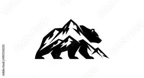 Bear silhouette mountain peak icon
