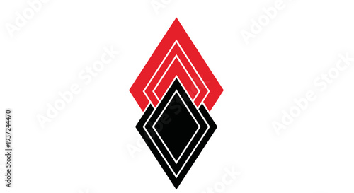 Abstract Geometric Composition Of Diamonds In Red And Black Over White Background