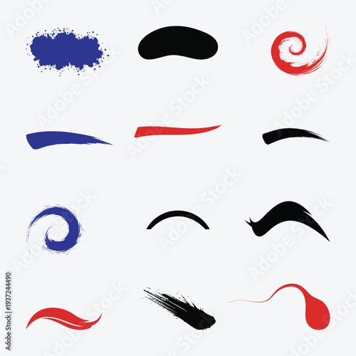 Collection of various mustaches and eyebrows in different colors and styles