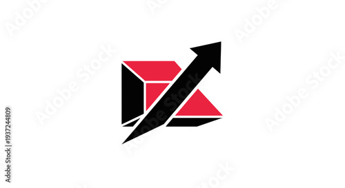 Abstract Geometric Composition With Arrow Signifying Growth And Progressing Concepts