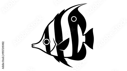 Wallpaper Mural Black and White Striped Tropical Fish Illustration Torontodigital.ca
