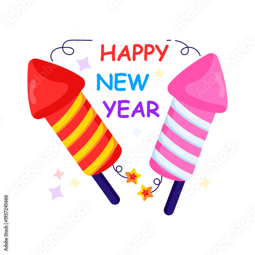 Modern design illustration of fire rockets