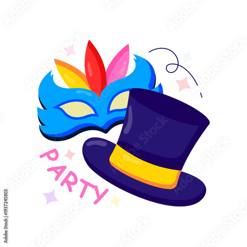 An editable design illustration of party props