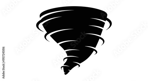 Dynamic Tornado or Whirlwind Icon, Swirling Wind Movement on Isolated White Background