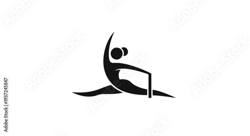 Graceful Female Gymnast Performing Split Leap, Athletic Movement on Isolated White Background