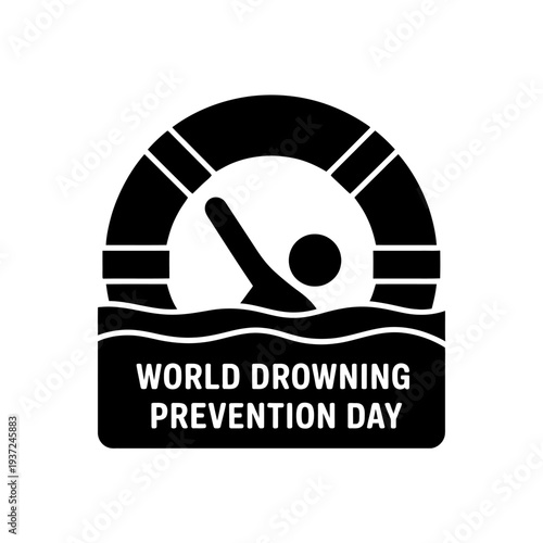 World drowning prevention day icon with lifebuoy swimmer and water symbol