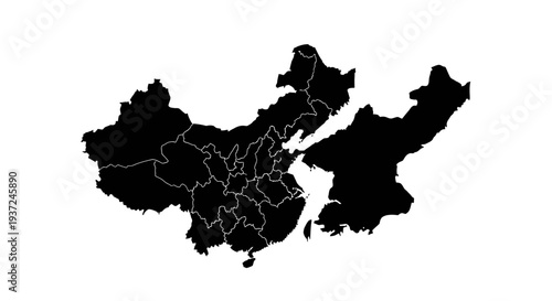 Detailed Political Map of China with Provinces and Regions, Isolated White Background