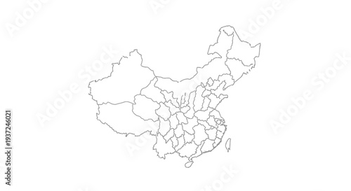 Outline map of China with provincial borders on an isolated white background.