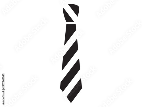 A black and white diagonal striped necktie on a plain white background