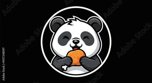 Cartoon panda character eating food