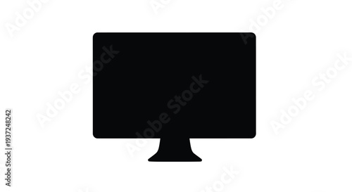 Simple black monitor graphic on a white background silhouette