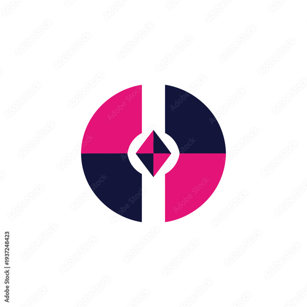 Obraz premium Abstract Geometric Design with Pink and Dark Blue Sections, a Modern Visual Identity