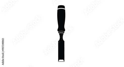 A black silhouette of a chisel against a white background silhouette