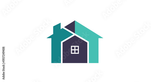 Abstract Geometric Home Symbol Representing Real Estate, Architecture, And Shelter