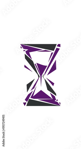 Abstract Geometric Hourglass Depicting Time's Passage and Temporal Elements on White Background