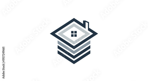 Abstract Geometric House Logo Design: Modern Real Estate or Construction Symbol