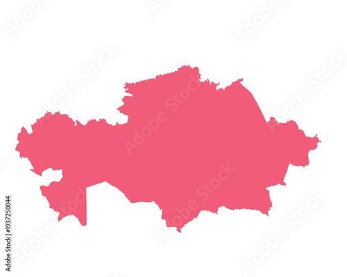 Map of Kazakhstan, sign silhouette. World Map Globe. Vector Illustration isolated on white background. Asian continent.