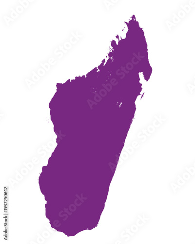 Map of Madagasсar, sign silhouette. World Map Globe. Vector Illustration isolated on white background. African continent.