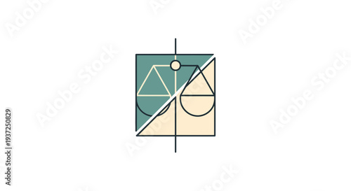 Abstract Geometric Illustration Depicting Justice And Balance In A Minimalist Style