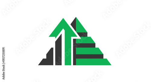 Abstract Geometric Illustration Depicting Upward Movement and Progress with an Arrow