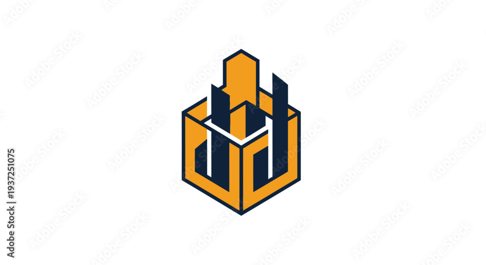 Obraz premium Abstract Geometric Logo Representing Architecture, Design, And Modern Development