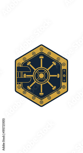 Abstract Geometric Illustration Of A Secure Vault Door, Financial Security, And Protection Concept