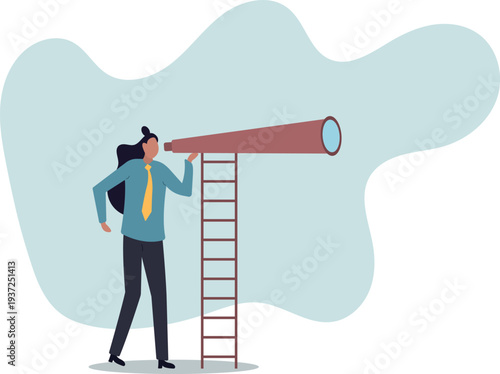 Career opportunity, business success vision or searching for new job, leadership visionary, looking for goal, future or business discovery.human life and situation.