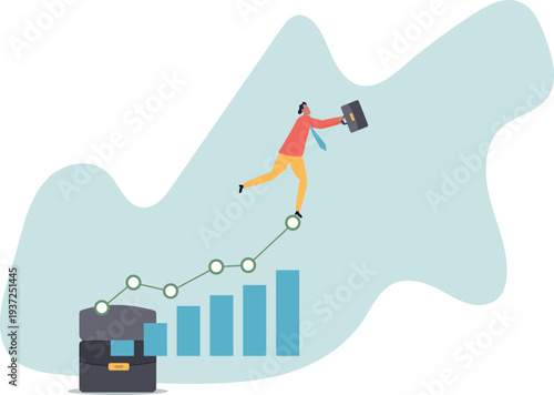 Business growth, challenge to success, career growing achievement, ambition or aspiration to achieve goal, development effort,human life and situation.