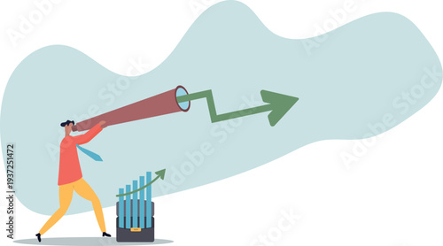 Economic growth forecast, GDP prediction or business vision to grow investment or business, increase profit or earning improvement .business concept.flat character.