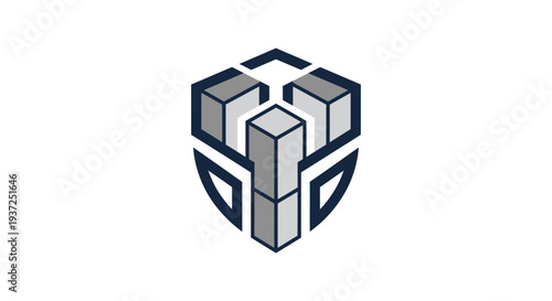 Abstract Geometric Shield Design Illustrating Security, Protection and Innovative Solutions