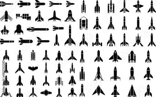 Set of 50 airplane icons vector