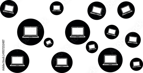 Laptop computer icons collection, notebook device symbols, portable technology screen icons minimal vector illustration set